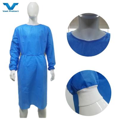 Китай Адекватный инвентарь Антистатический одноразовый хирургический халат водонепроницаемый дышащий мягкий взрослый синий 45г галстук продается