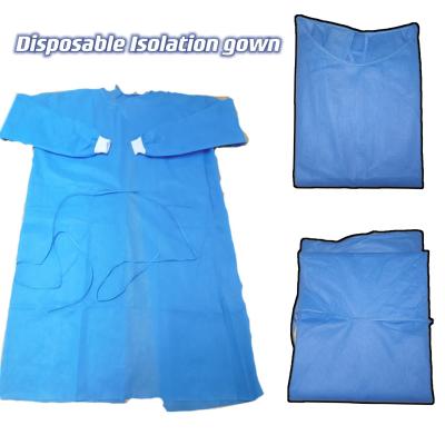 China Antistatic Blue Surgical Gown Adult Tie Attachment Back at Neck and Waist SMS Non Woven Fabric 45GSM for sale