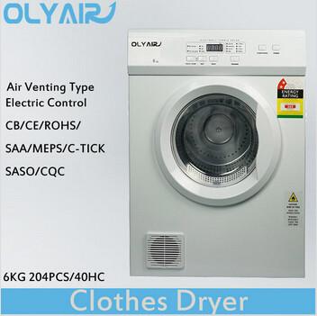 China OlyAir air vented clothes dryer 6Kg electric control OZ60-16EW Australia standard for sale