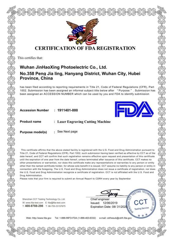 FDA - Wuhan JinHaoXing Photoelectric Co.,Ltd