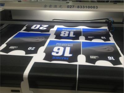 China Textile Fabrics Laser Cutting Machine With Camera High Precision Cut Out Designs for sale