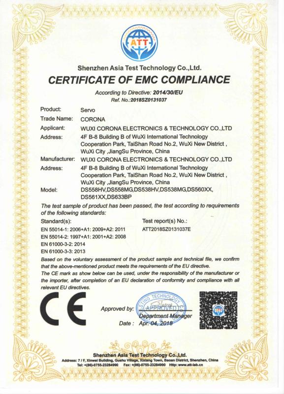 CE - Wuxi CORONA Electronic & Technology Co., Ltd.