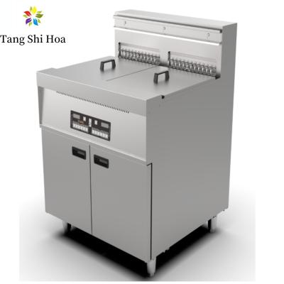 Chine 2 réservoirs 28L+28L de haute qualité et friteuse électrique commerciale de micro-ordinateur d'acier inoxydable de 4 paniers à vendre