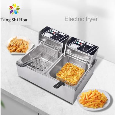 Chine 5000W acier inoxydable de la friteuse 6L+6L de friteuse de pomme de terre de machine profonde électrique de Chips Fryer Commercial Chicken Frying à vendre