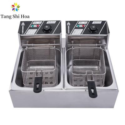 China 6L+6L Table Top Stainless Steel French Fries Machine Commercial Potato Chip Fryer for sale