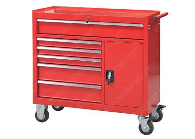 China Red 6 Drawer 1 Door Rolling 42 Inch Tool Cabinet Security Cylinder Lock for sale