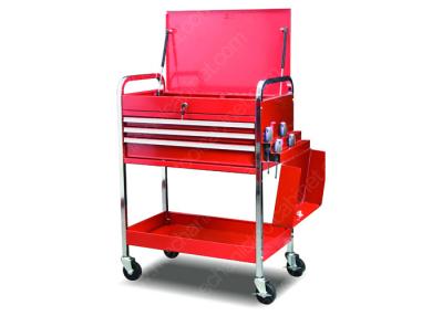 China Cylinder Lock Portable Rolling Mechanics Tool Cart Folding 3 Drawer With Lid for sale