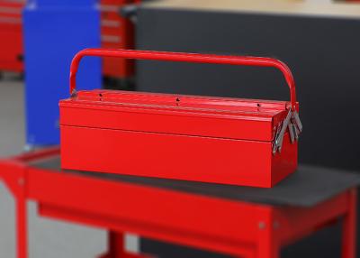 China Red 530mm 3 Trays Metal Tool Box Portable With One Handle To Store Tools for sale
