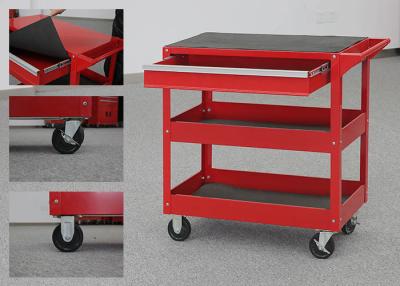 China 32 Inch Color Customizable Metal Tool Cart On Wheels With Drawer And 2 Trays for sale