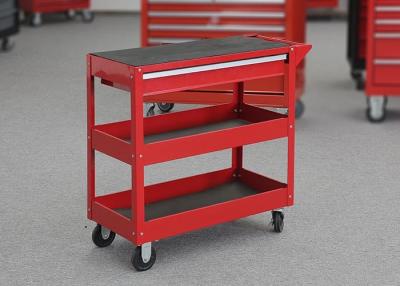 China Workshop Storage 2 Layer Red Rolling Mechanics Tool Cart With One Drawer for sale