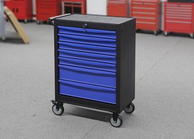 China Blue Metal Professional Movable Steel Rolling Tool Cabinet With Seven Drawers for sale