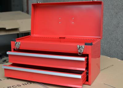 China 14 Inch Red Mini Metal Professional Portable Tool Storage With Lock / 2 Drawers for sale