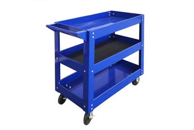 China 730x380x780Mm Workshop Blue Metal Rolling Mechanics Tool Cart by Three Tier Trolley for sale