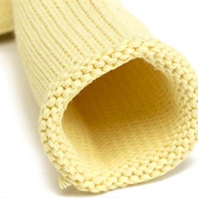 China Cut resistant aramid fiber fabric Kevlar rib knit sleeve Knitted para aramid fabric long stripe cuff for sale