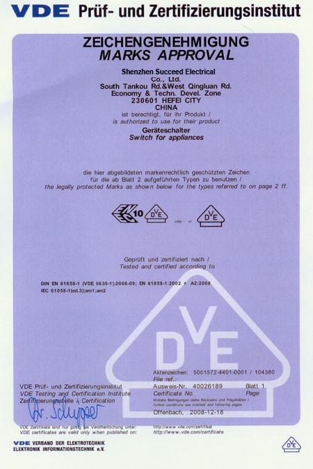 VDE Certificate - SCED ELECTORNICS CO., LTD.