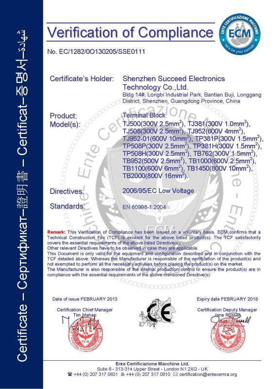 CE Certificate - SCED ELECTORNICS CO., LTD.