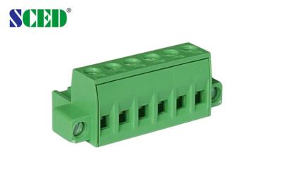 China Green Electrical Terminal Blocks PA66 Brass Pitch 5.08mm 300V 18A  2 - 22 Poles for sale