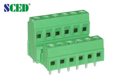 Китай Двойник выравнивает покрытый никель 10A зеленого цвета 5.08mm блока терминала PCB пластиковый продается