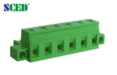 China PA66 Brass Green Electrical Terminal Blocks Pitch 5.08mm 300V 18A 2-22 Poles for sale