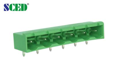 China Right Angle Green Color Male Pluggable Terminal Block 300V 18A 7.62mm for sale