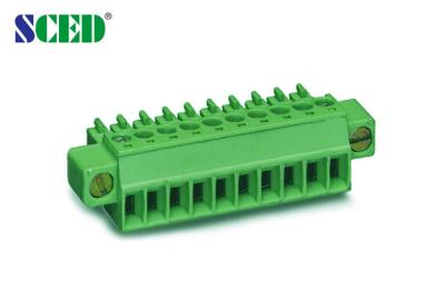 China Mounting Ears Plug In Terminal Blocks 8A Female Sockets Pitch 3.5mm Green for sale