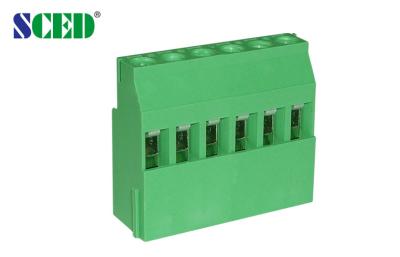 China Euro Type PCB Screw Type Terminal Block 300V 15A Green 5.08mm Pitch Brass for sale