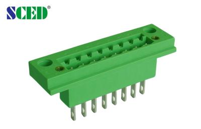 China Green Male Header Plug In Terminal Block with Flange 5.08mm 18A Sockets PA66 2-22 Poles for sale