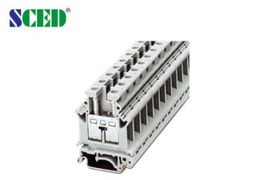China width 12.2mm AWG 22 - 4 Grey Din Rail Terminal Blocks for Electric Lighting 600V 85A for sale