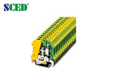 China Yellow / Green 8.2mm Width 6mm2 Din Rail Terminal Blocks Ground Earthing Connector for sale