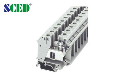 China 15.2mm Grey Din Rail PCB Terminal Blocks 600V 115A Double Decks for sale