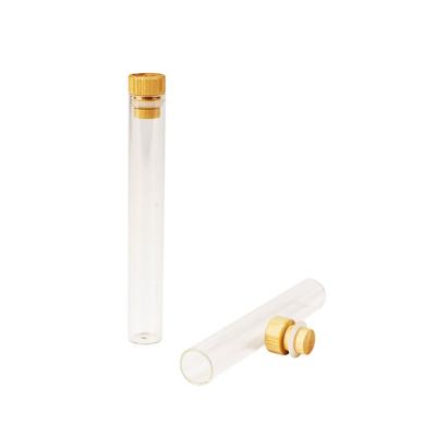 China 16x110mm Clear Glass Pre Roll Tube With Bamboo Lid Smell Proof for sale