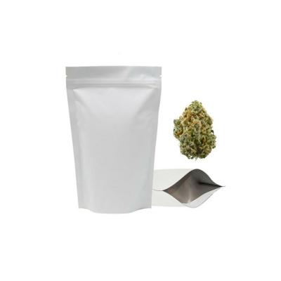 China White 3.5g Weed Bag Packaging Glossy High End Weed Packaging for sale