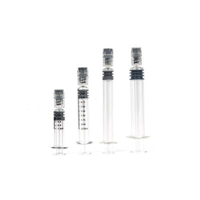 China Luer Lock Glass Syringes with Metal or Plastic Plunger Essential Oil Syringe 0.5ml 1ml 2.25ml 3ml 5ml for sale