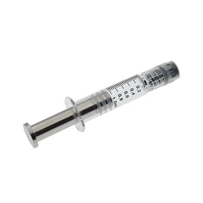 China Medical Grade 1ml Luer Lock Glass Syringe Metal Plunger for sale