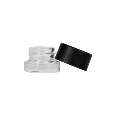China Black Cap Clear Wax Concentrate Glass Jar 5ml Screw Top Concentrate Container for sale