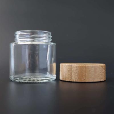 China 3.5g Clear Glass Smell Proof Weed Jar For Dry Flowers Custom Logo for sale