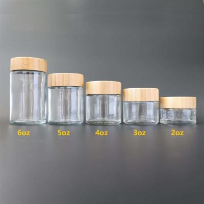 China Child Resistant Bamboo Lid Glass Jar 2oz 3oz 4oz 5oz 6oz For  Storage for sale
