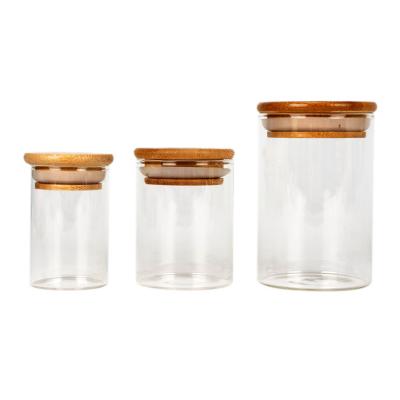 China Airtight Food Borosilicate Glass Storage Jars For Herbs Tea for sale