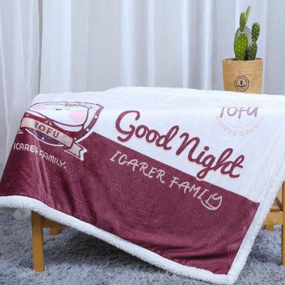 China 30x40 100 Percent Polyester Throw Double Layer Thick Sherpa Lined Flannel Blanket à venda