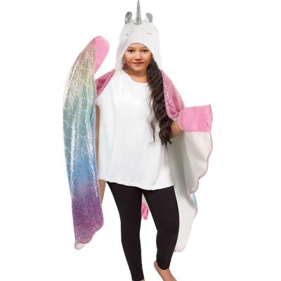 China 100 Polyester Knit Blanket Unicorn Furry Sherpa Blanket Wrap en venta