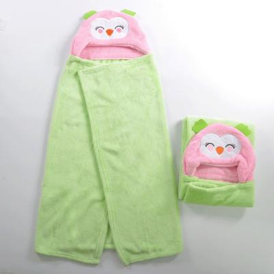 China Cozy Plush Flannel Hoodie Blanket Kid Friendly Warm Wearable Blanket For Baby for sale