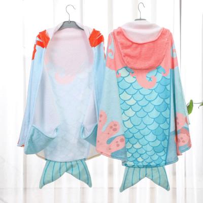 China Mermaid Tail Custom Hoodie Blanket Wearable Soft Throw Fleece Blanket Wrap for sale