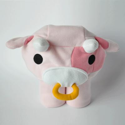 China Cow Shape Huggable Hooded Blanket Fluffy Micro Flannel Soft Blanket Wrap for sale