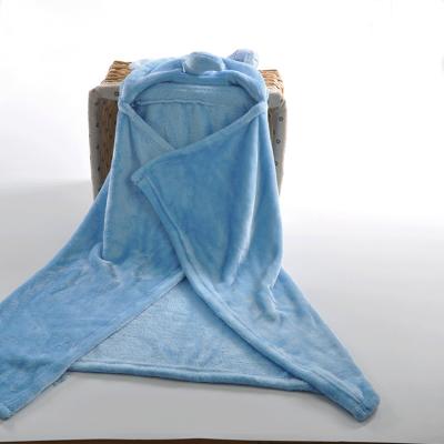 China Blue Elephant Head Wrap Throw Blanket Cozy TV Hoodie Blanket For Baby for sale
