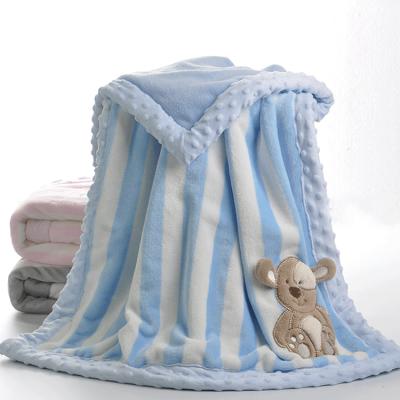 China Ultra Soft Newborn Blanket Embroidery Knit Crib Cozy Fleece Throw Blanket for sale
