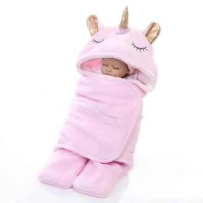 China 100 Polyester Fleece Swaddle Blanket Thick Warm 65X75cm Newborn Swaddle Blanket à venda