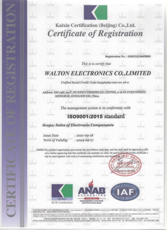 ISO9001:2015standard - Walton Electronics Co., Ltd.