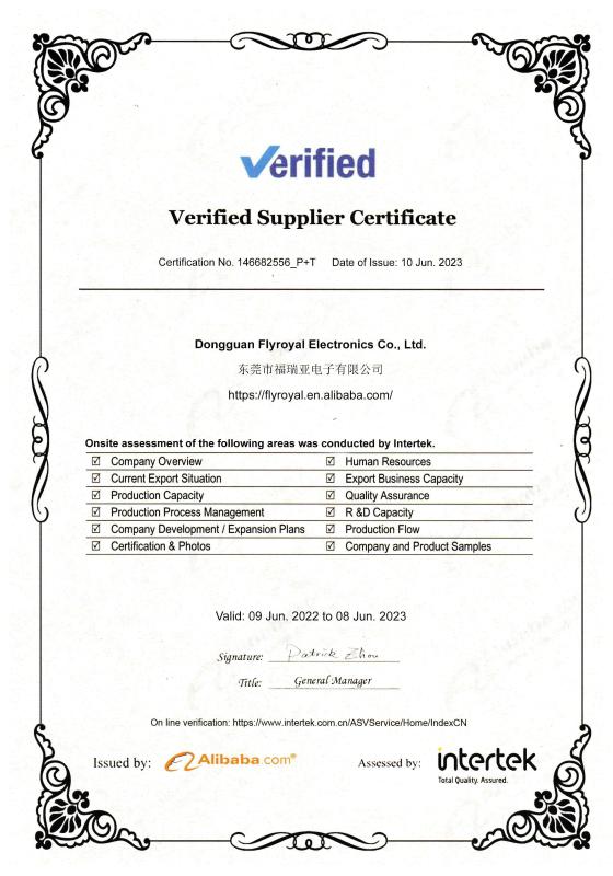 Intertek Certification - DONG GUAN FLYROYAL ELECTRONIC CO.,LTD