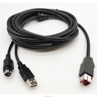 China 24V Powered USB Cable 24V To Hosiden USB-B Cable Printer for sale