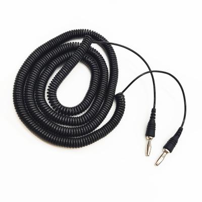 China Custom High Flexibility Banana Plug Connector Spiral Coiling Cables Flexible Strong For Audio Speaker for sale